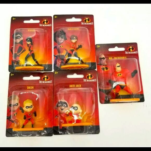 The Incredibles Set Of 5 Mini Action Figures Toys Collectible Disney Pixar NEW - Picture 2 of 2